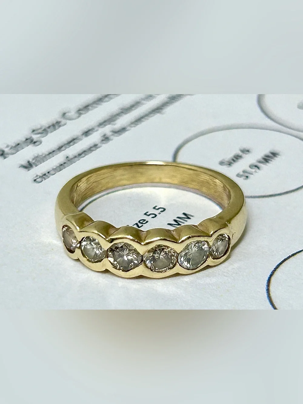 Vintage 14 Karat Gold 6 Bezel Set Diamond Ring
